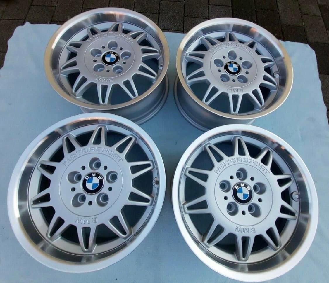 BMW E36 M3 STYLE 22 DS1 WHEELS, 7.5 x 17 INCH, RESTORED AND NEW COATED